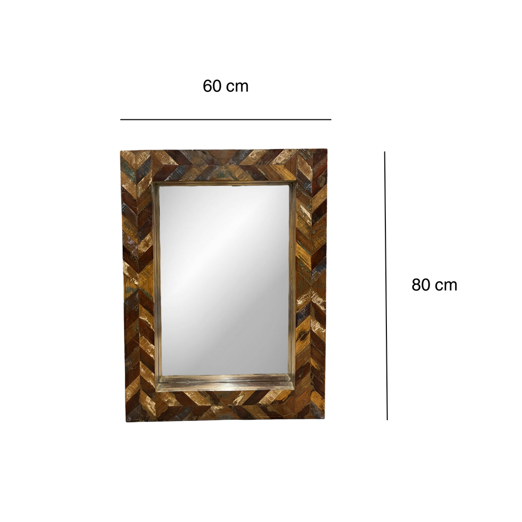 Distressed Wooden Patterned Mirror