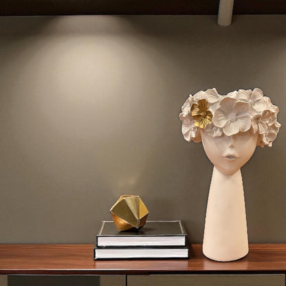 White Floral Crown Face Vase