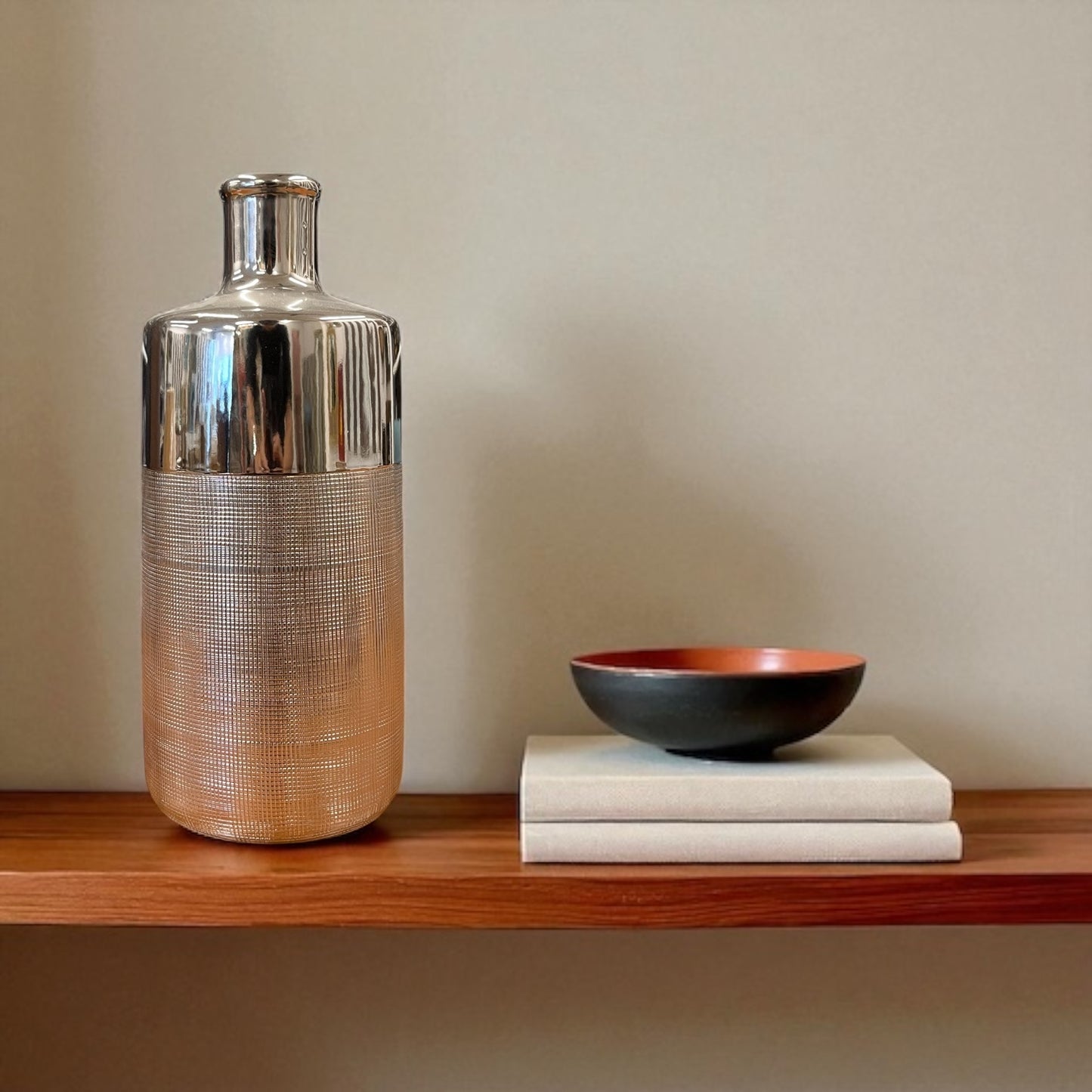 Metallic Silver Metal Vase