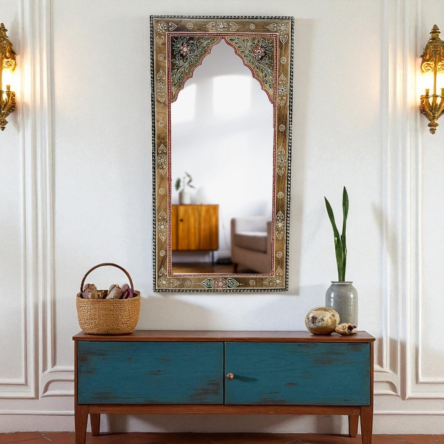 Arch Hand Painted Wall Mirror