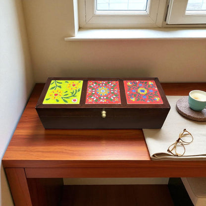 Handcrafted Wooden Storage Box (3 Tile)