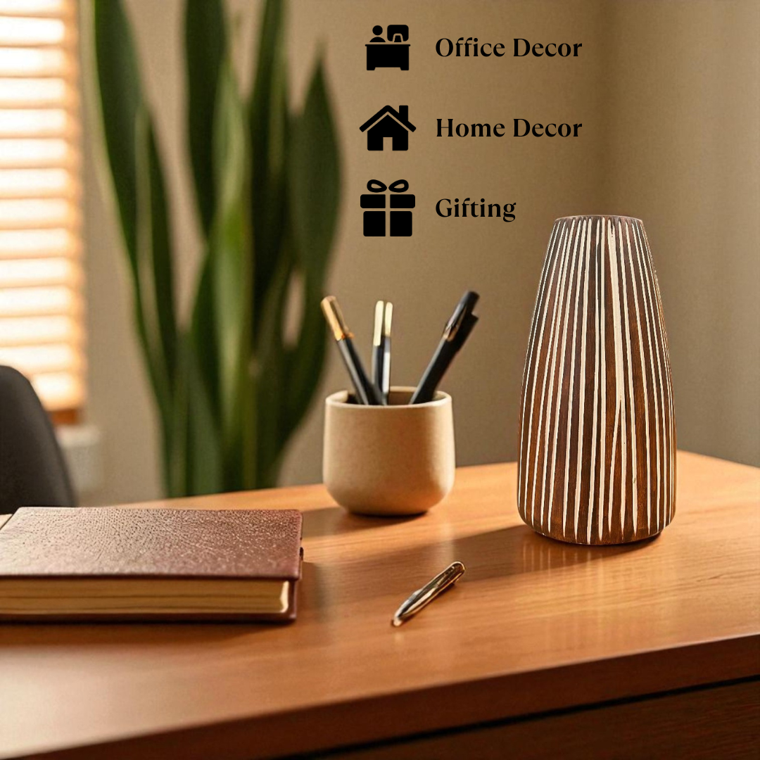 Handcrafted Brown Ceramic Vase