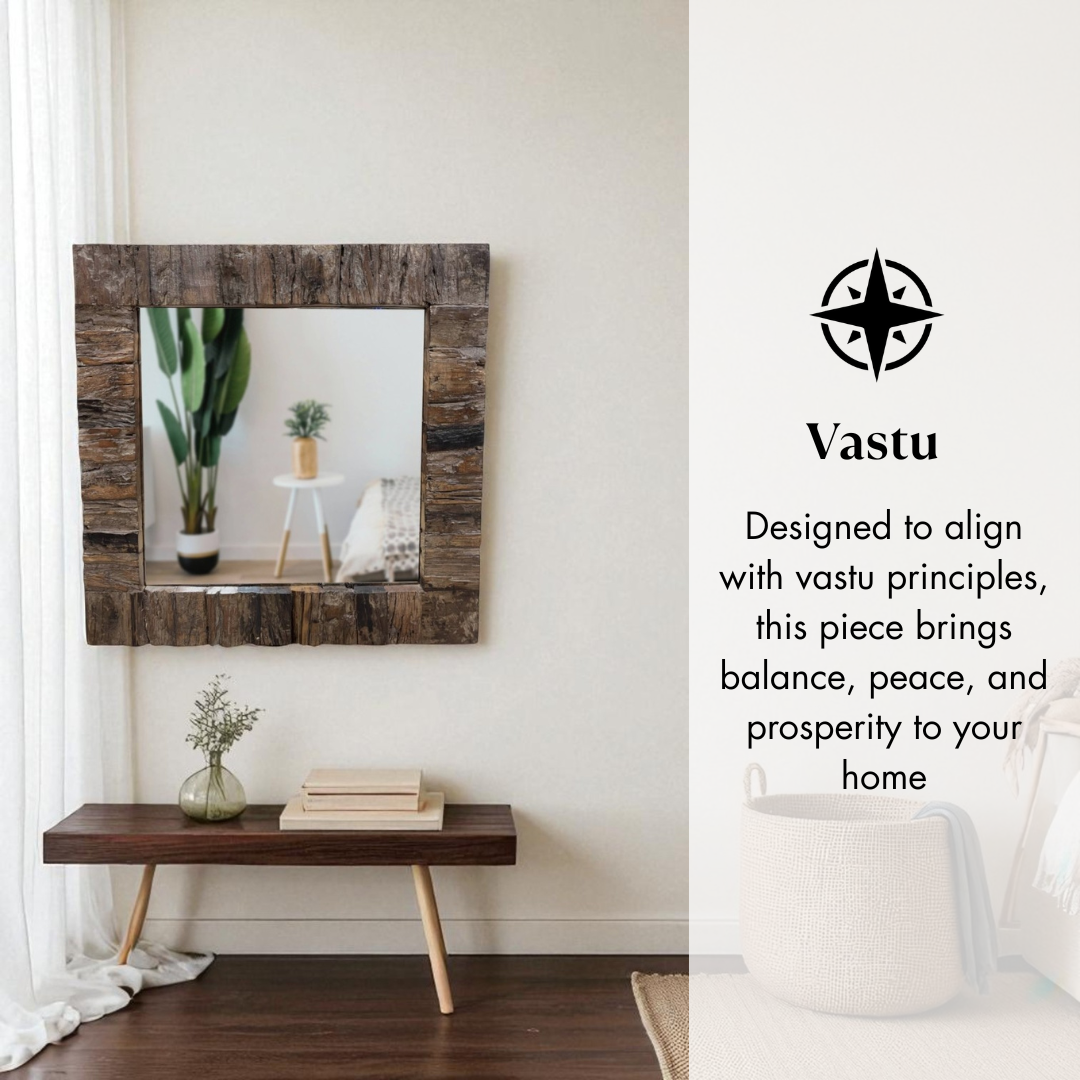 Dark Wooden Distressed Teak Mirror