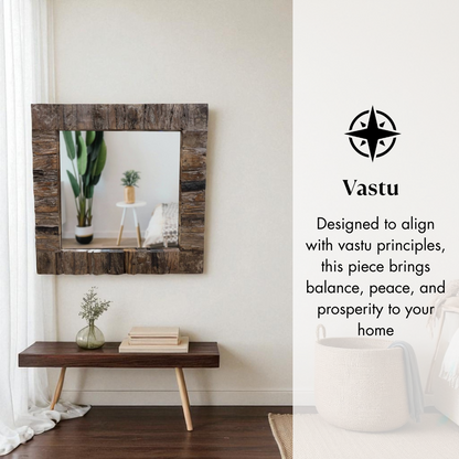 Dark Wooden Distressed Teak Mirror