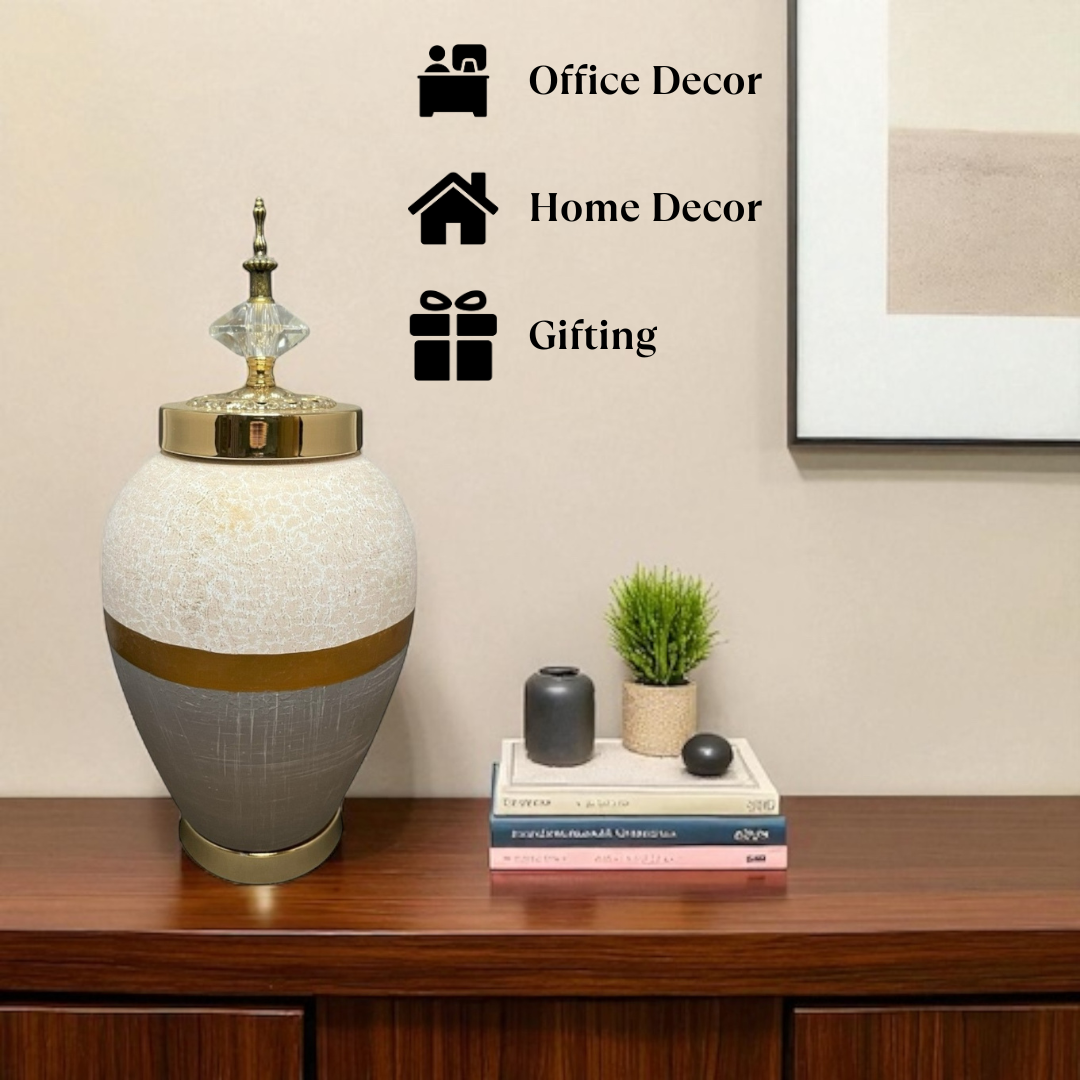 Luxe Gold & Crystal Decorative Jar