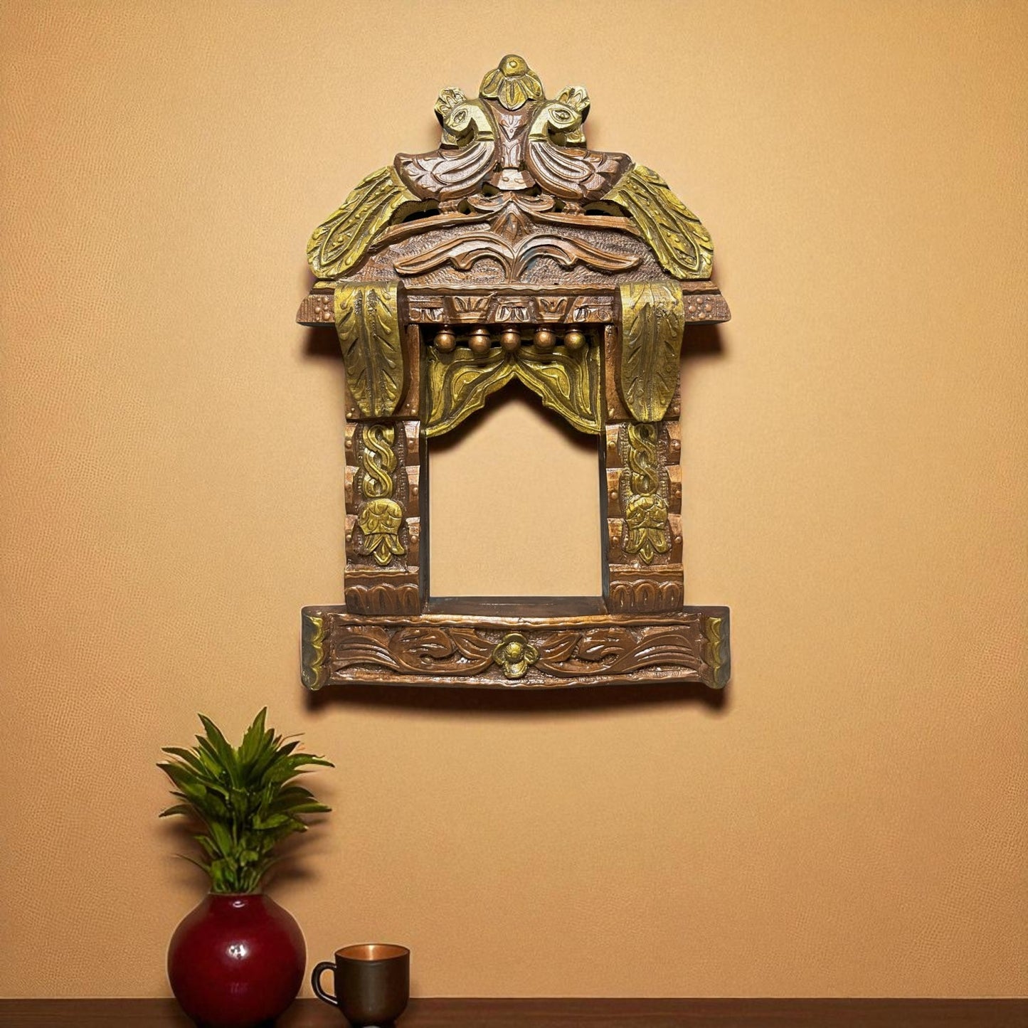 Handcrafted Jharokha Frame - Peacock