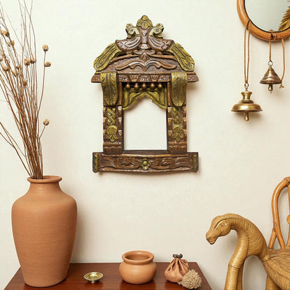 Handcrafted Jharokha Frame - Peacock