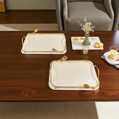 Leaf Metal Tray Set White