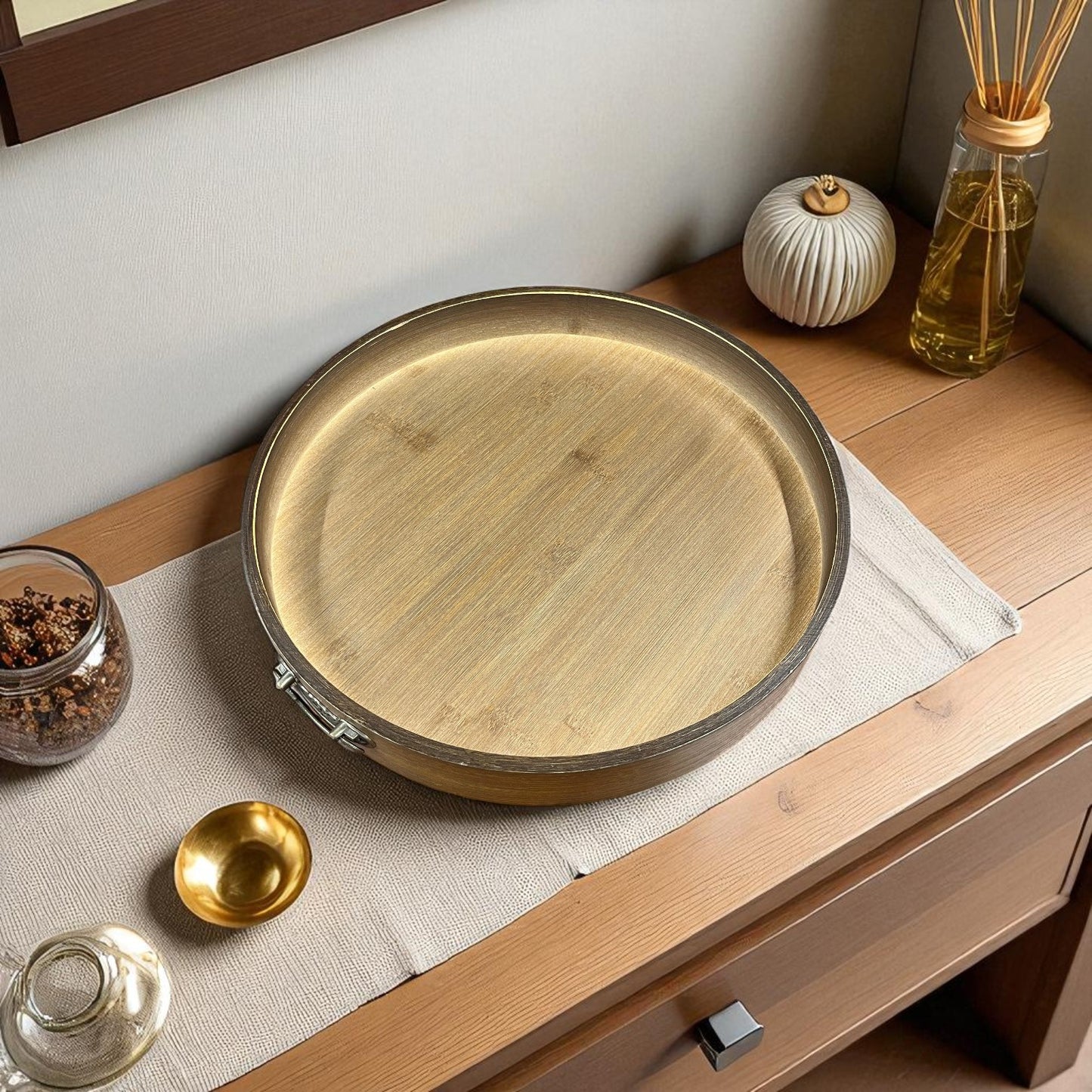 Round Wooden Serving Tray