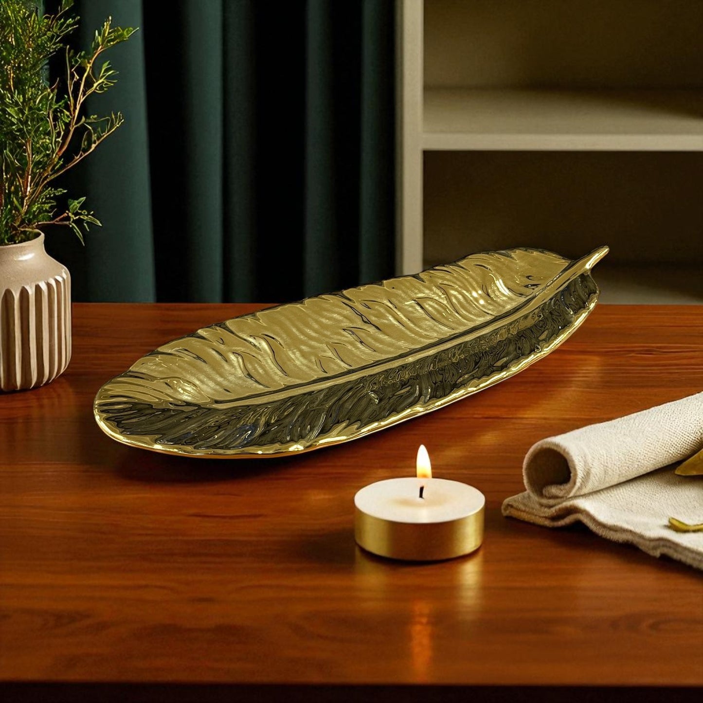 Luxury Gold Metal Leaf Tray