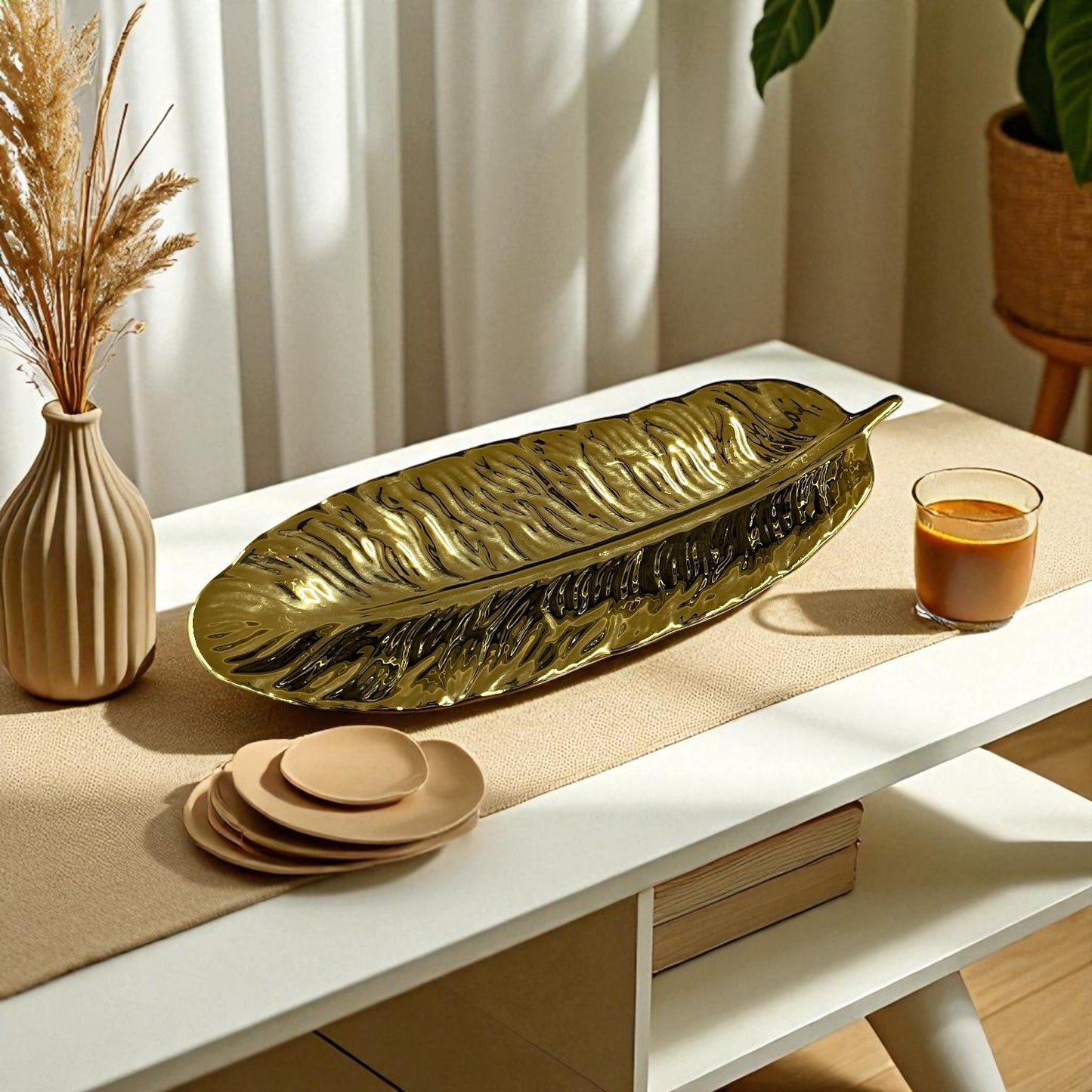Luxury Gold Metal Leaf Tray