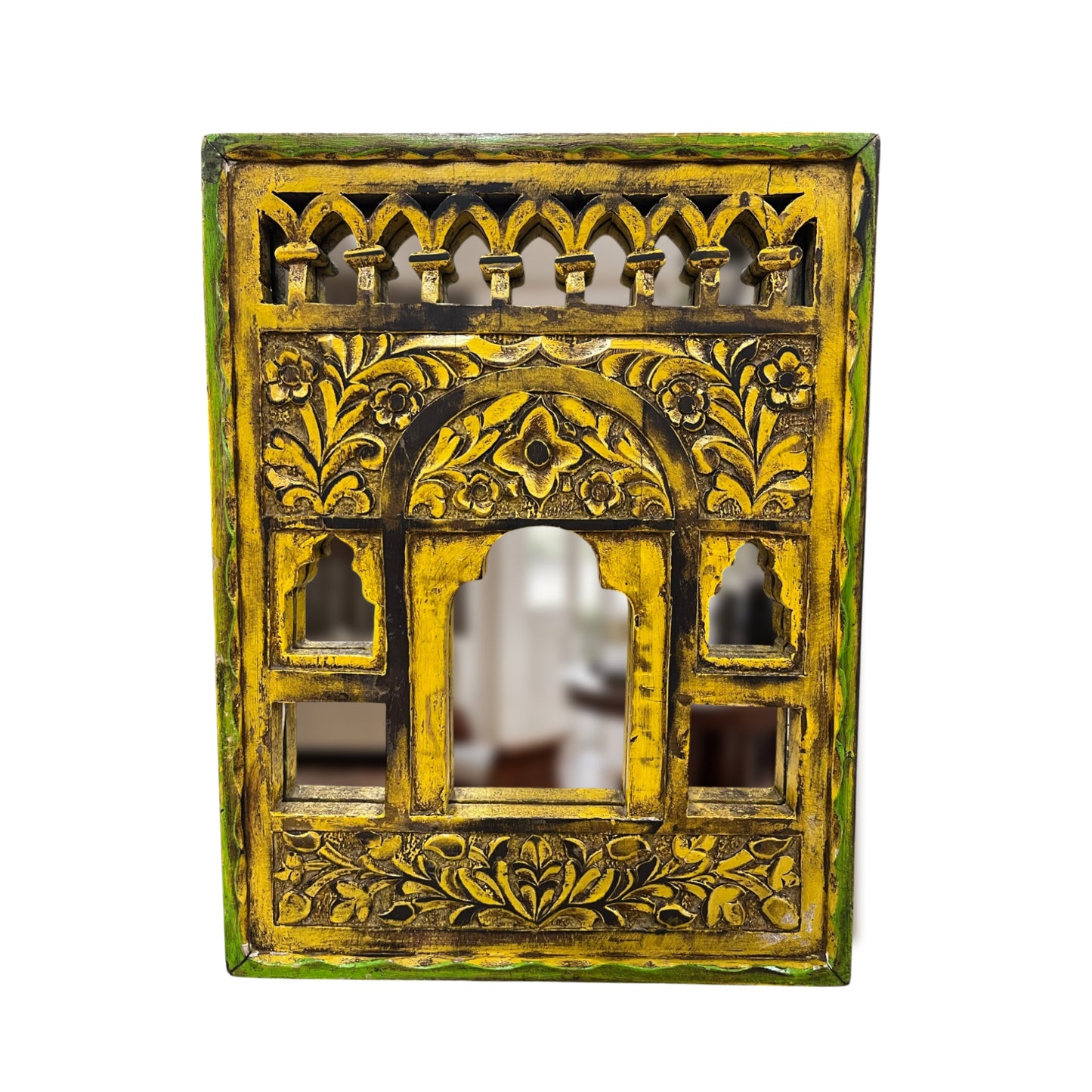 Small Yellow Jharokha Mirror