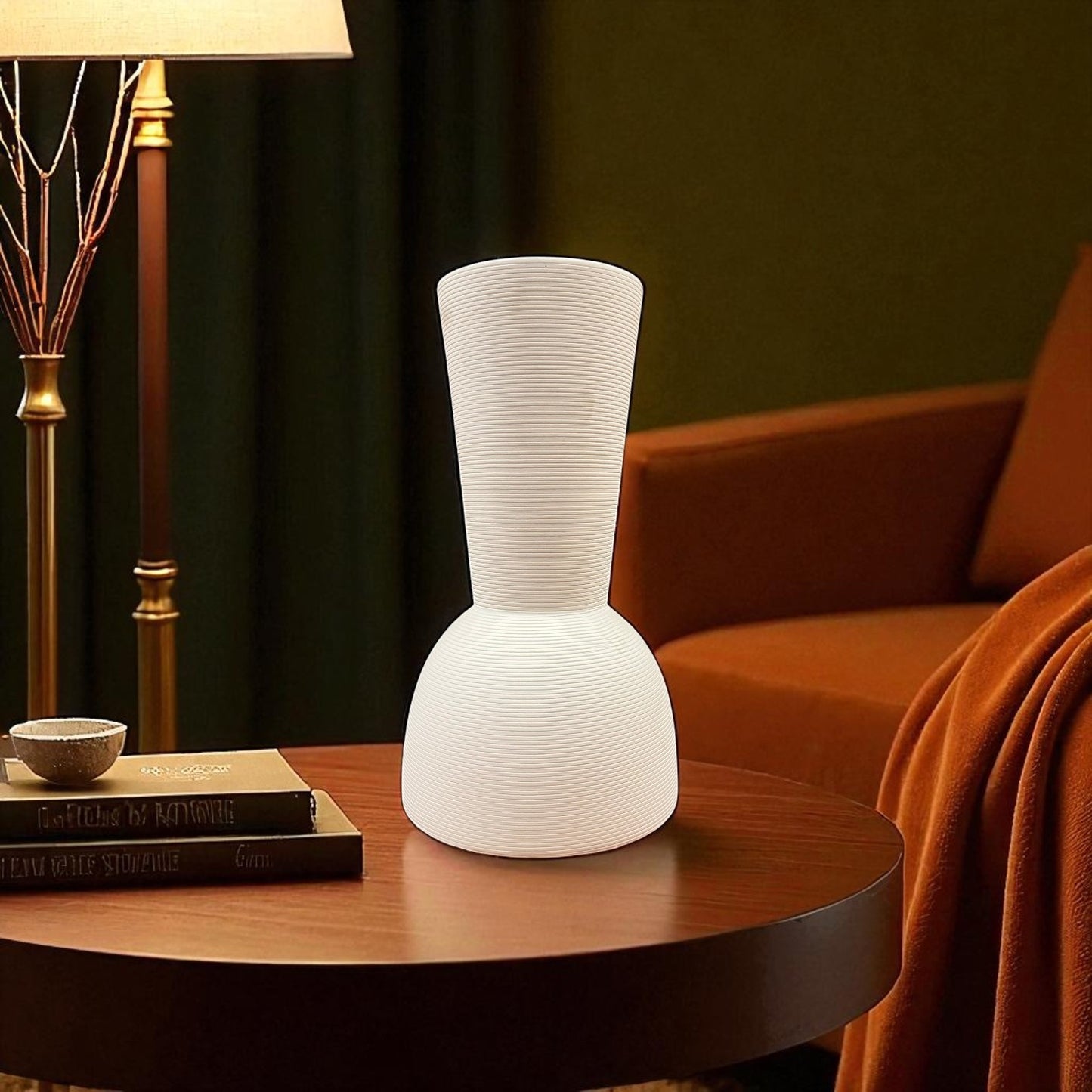 White Geo Vase - Hourglass