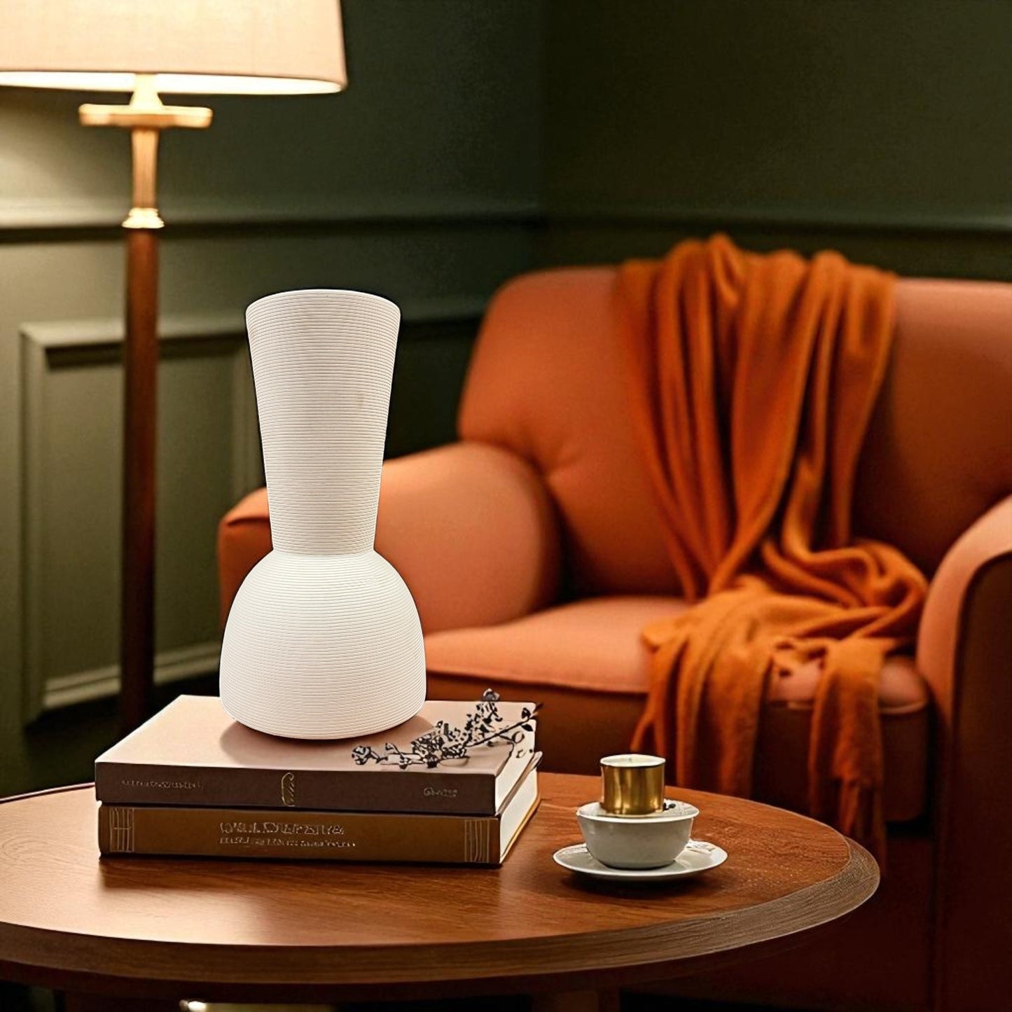 White Geo Vase - Hourglass