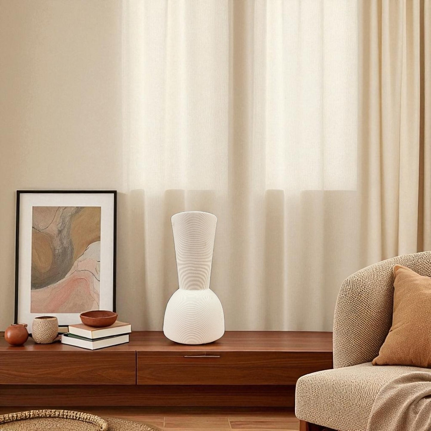 White Geo Vase - Hourglass