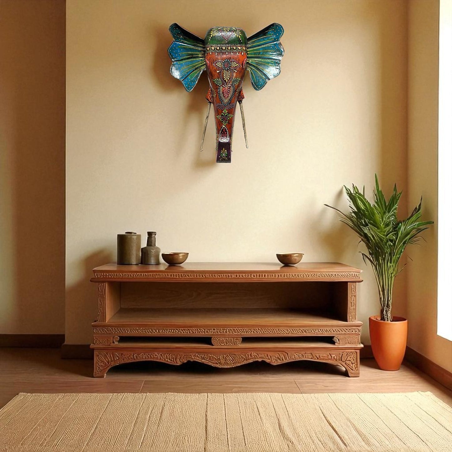 Handcrafted Decorative Elephant Head Wall Art