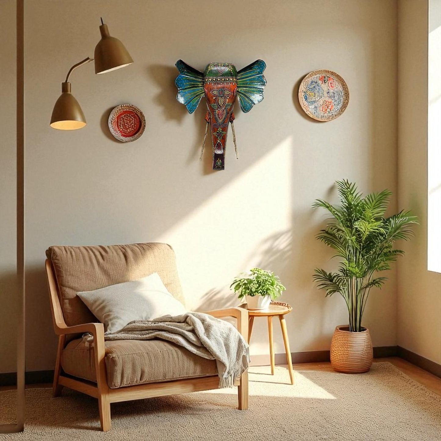 Handcrafted Decorative Elephant Head Wall Art