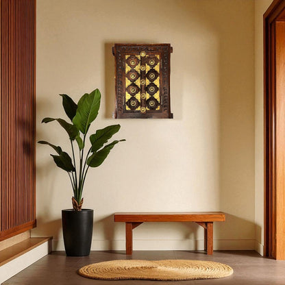 Handcrafted Wooden Temple Door Wall Decor