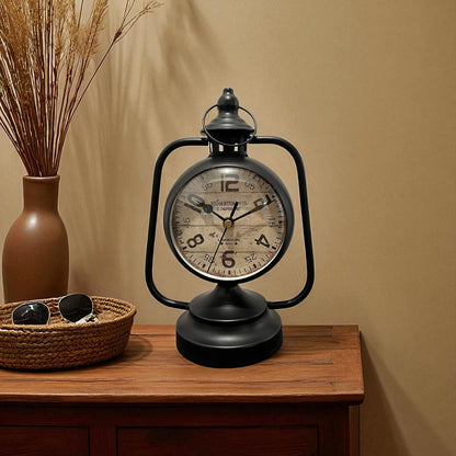 Black Vintage Lantern Table Clock