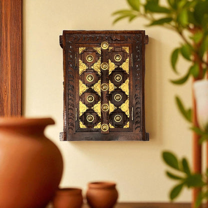 Handcrafted Wooden Temple Door Wall Decor