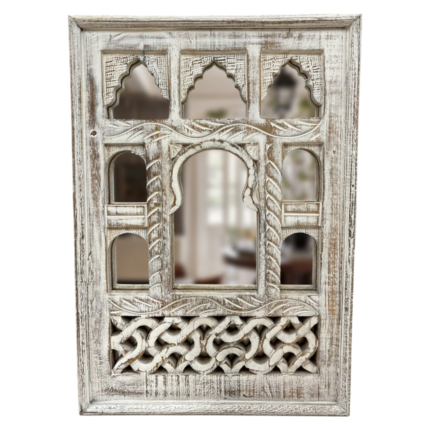 Small White Jharokha Mirror