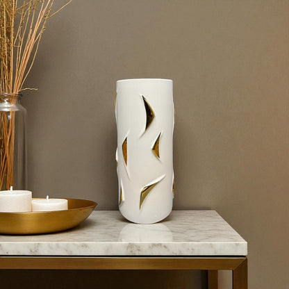 Modern White & Gold Ceramic Vase