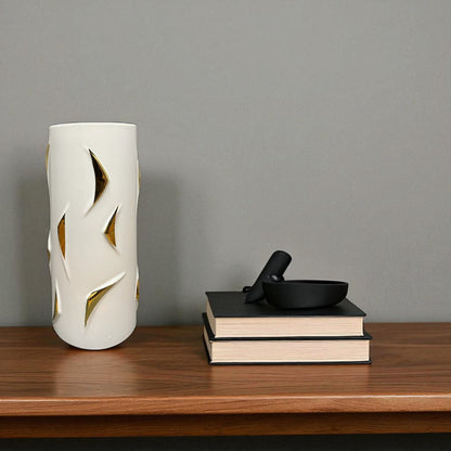 Modern White & Gold Ceramic Vase