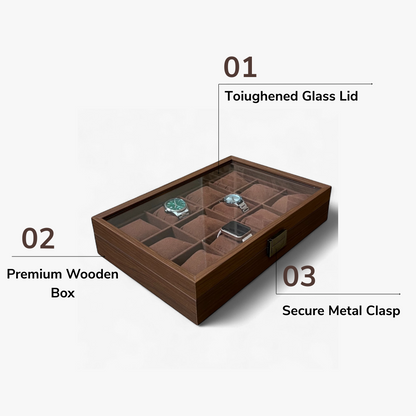 12 Slot Wooden Watch Box