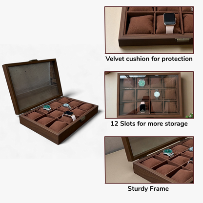 12 Slot Wooden Watch Box