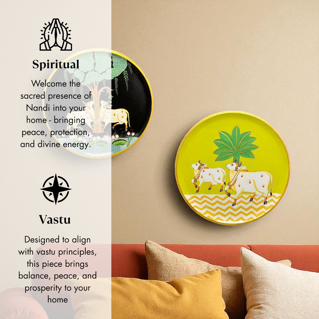 Hand Painted Nandi Wall Plate Black