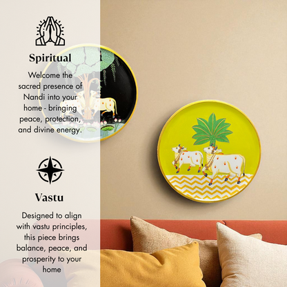 Hand Painted Nandi Wall Plate Green