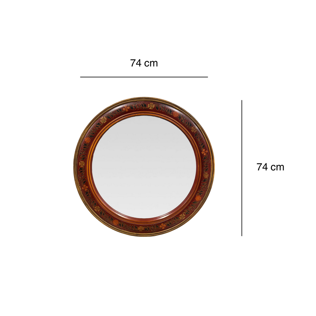 Brown Round Mirror