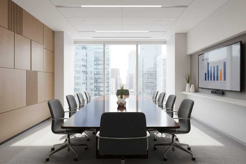 Make a high quality office meeting room photo, ultra realistic, high quality 8k, modern, 
