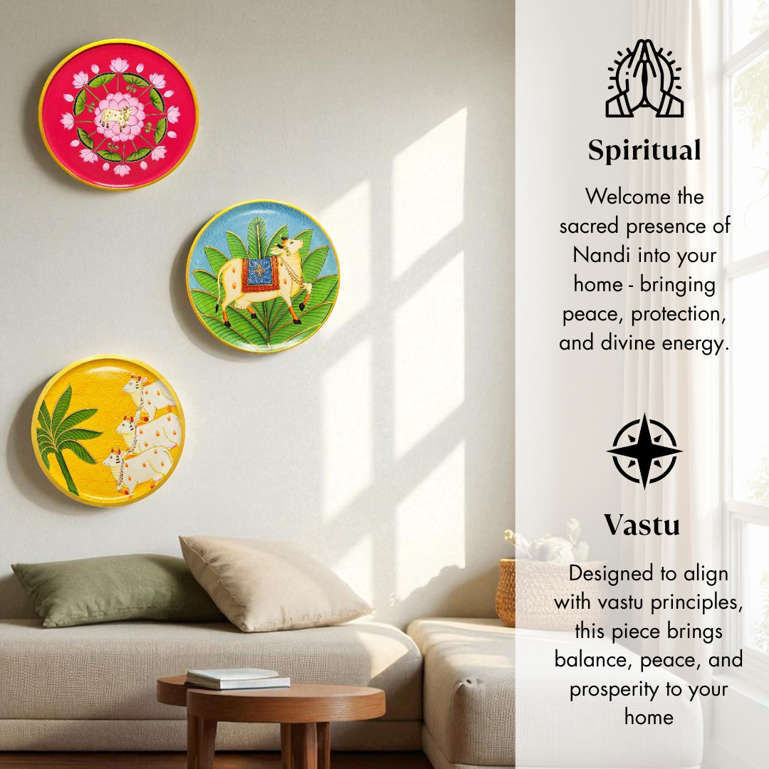 Hand Painted Nandi Wall Plate Yellow