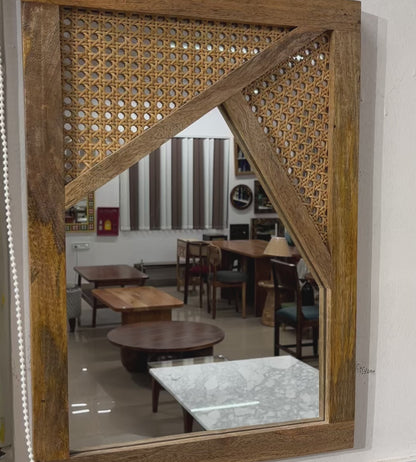 Brown Rattan Mirror