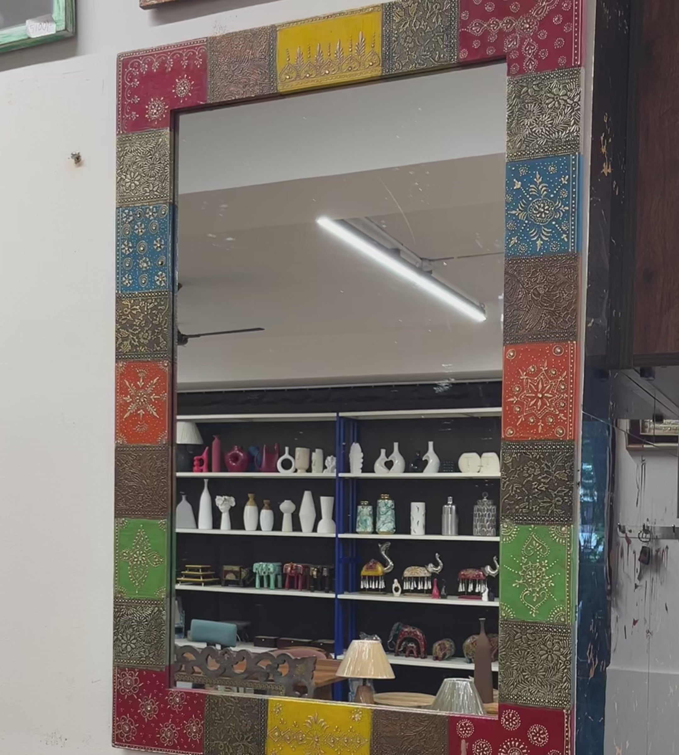 Multicolour Hand-Embossed Mirror