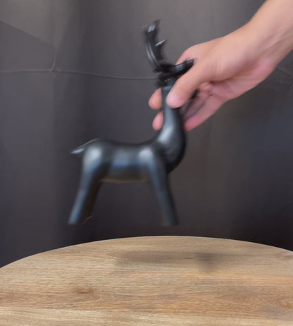 Sleek Black Deer Figurine Set