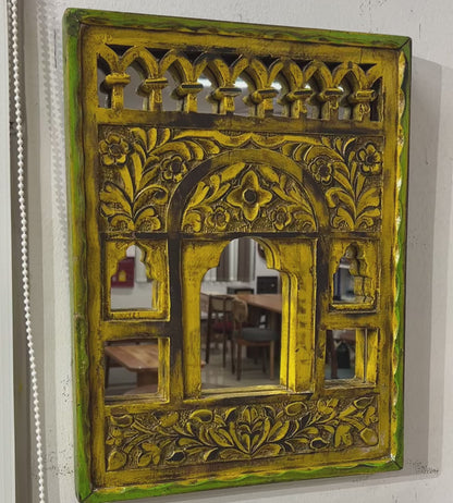 Small Yellow Jharokha Mirror