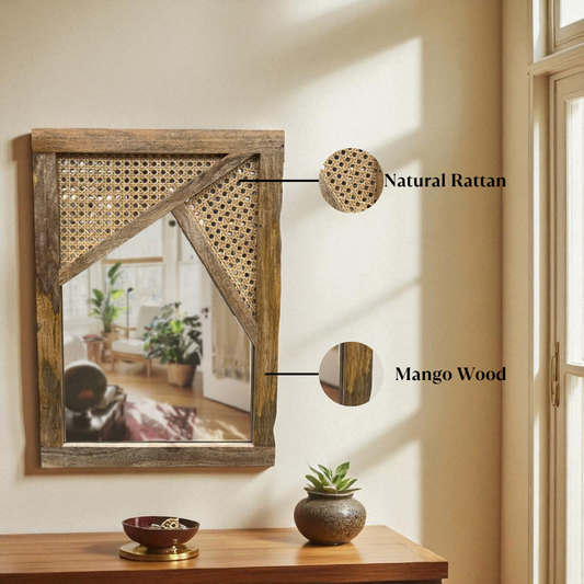 Brown Rattan Mirror