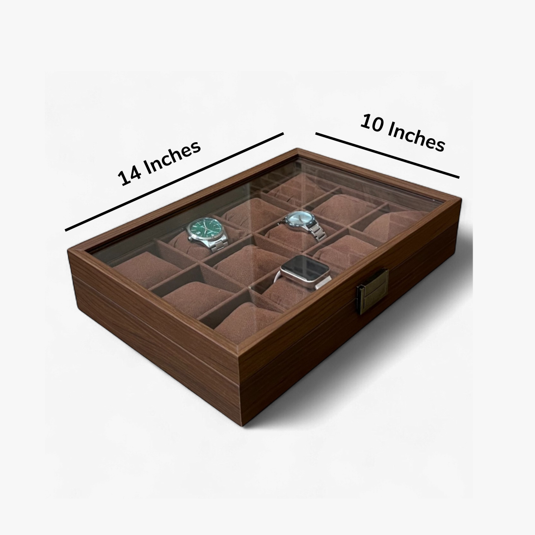 12 Slot Wooden Watch Box